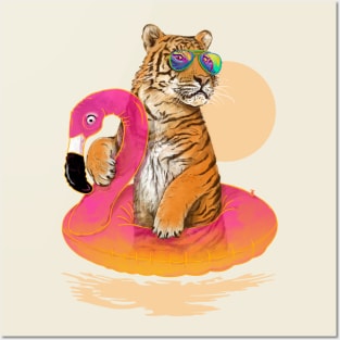 Chillin (Flamingo Tiger) Posters and Art